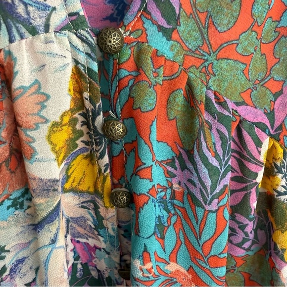 Anthropologie Flutter Sleeve Asymmetrical Tunic Dress Blue Pink - Picture 5 of 14